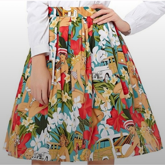 Grace Karin Pin Up Circle Skirt Tropical Retro 50s - Picture 1 of 16